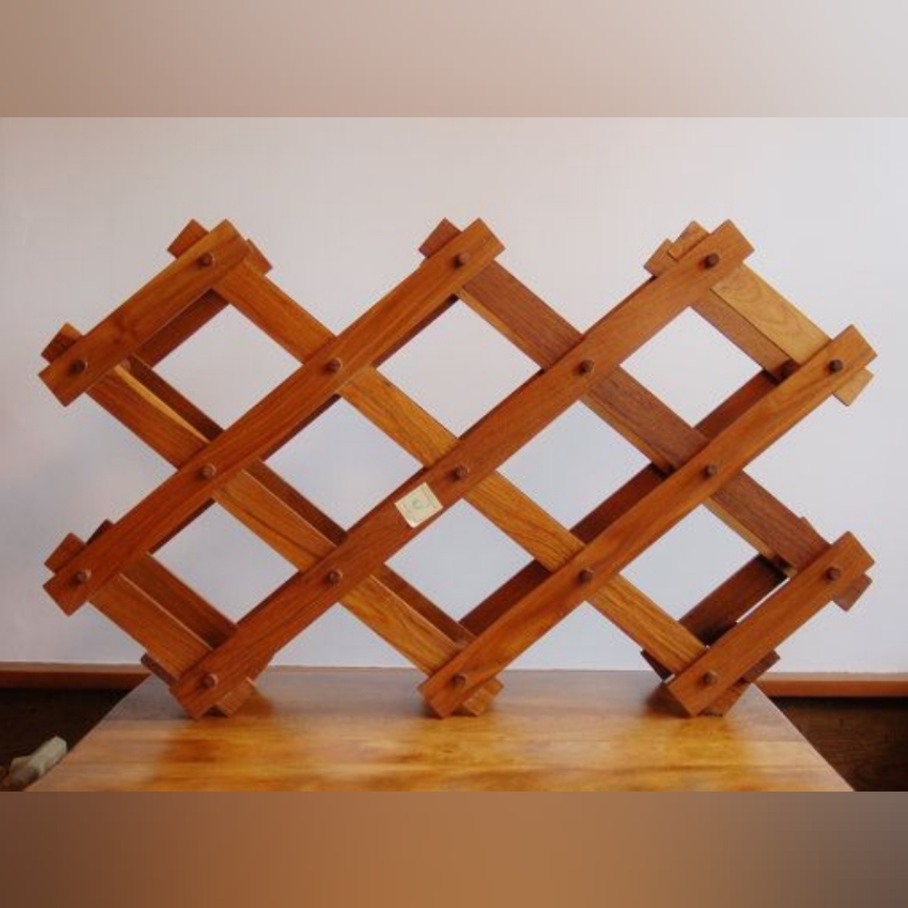 Vintage 1960s 1970s Teak Wood Folding Storage Rack by Goodwood